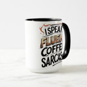 Café Fluent & Sarcasme - Mug de café amusant (Devant droit)