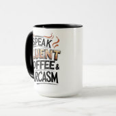 Café Fluent & Sarcasme - Mug de café amusant (Devant gauche)