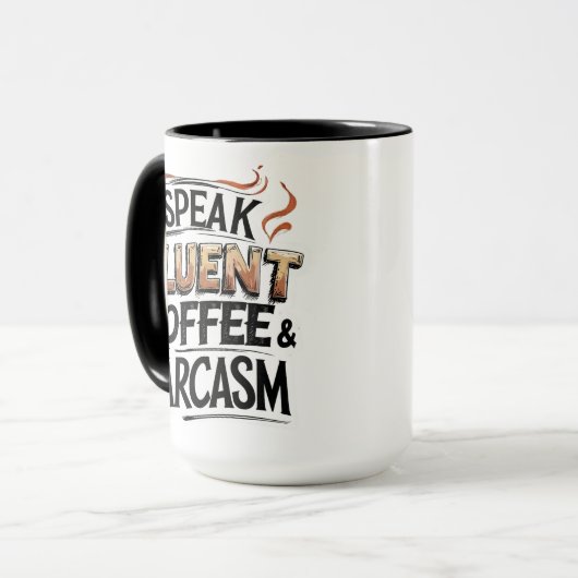 Café Fluent & Sarcasme - Mug de café amusant (Devant gauche)