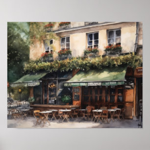 Café français Peinture Paysage Art Imprimer Poster