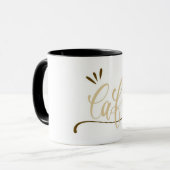 Cafe Gold Script Black Mug (Devant gauche)