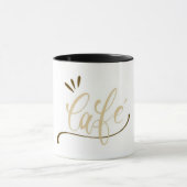 Cafe Gold Script Black Mug Mok (Midden)