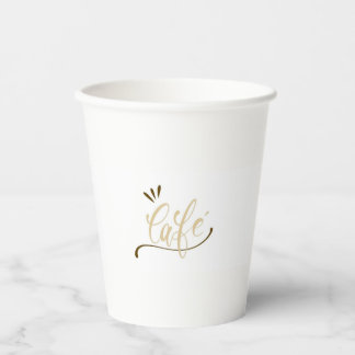 Cafe Gold Script Black Mug Papieren Bekers