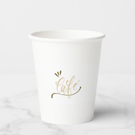 Cafe Gold Script Black Mug  Papieren Bekers (Voorkant)