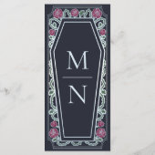 Café gothique Argent Rose Bleu Mariage Menu (Dos)