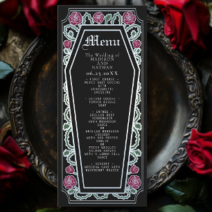 Café gothique Argent Rose Mariage noir Menu