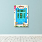 Cafe Hand-getrokken potlood krijt Art Canvas Print (Insitu (Houten vloer))