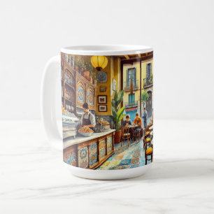 Café in Barcelona Spanje Waterverf Schilderen Koffiemok