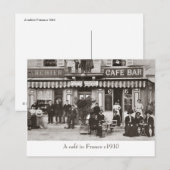 Café in France sepia briefkaart (Voorkant / Achterkant)