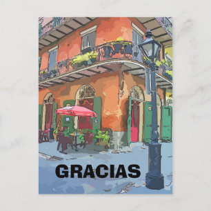 Café in het Franse kwartaal, geef tekst uit Briefkaart