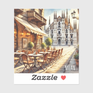 Café in Milaan Waterverf Schilderen Mok Sticker