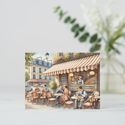 Café in Parijs Frankrijk Mok Briefkaart (Staand voorkant)