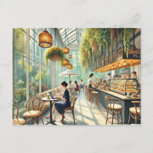 Café in Singapore Waterverf Schilderen Briefkaart