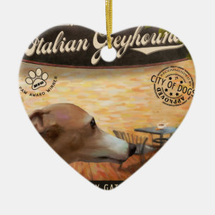 Cafe Italiaanse Greyhound Keramisch Ornament