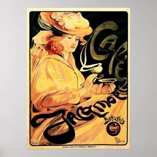 CAFE JACAMOTTE Brussels Art van Fernand Toussaint Poster (Voorkant)