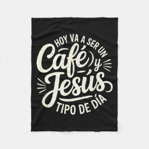 Café Jesús Tipo De Día Fe Cristiana Spaanse koffie Fleece Deken
