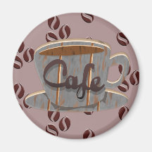 Cafe Kopje Koffie en Koffiebonen Magneet
