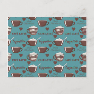 Cafe Latte Cappuccino Bruine Koffiekoppen Crème Briefkaart