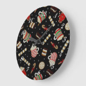 Café Latte Christmas Café Mur Horloge (Angle)