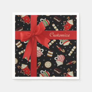 Cafe Latte Kerstmis Coffee Red Ribbon Napkins Servetten