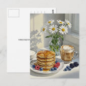Café Latte Pancakes Petit-déjeuner Carte postale (Devant / Derrière)