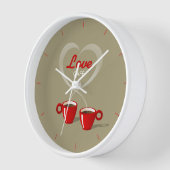 Café Love Café Horloge murale personnalisée (Angle)