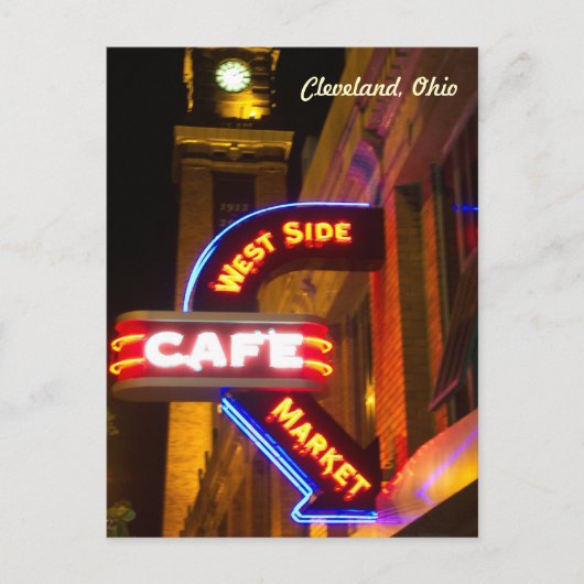 Cafe Market Neon Briefkaart (Cleveland) (Voorkant)