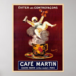 Cafe Martin  Paris Frankrijk Adverteren Poster