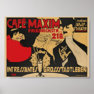 Cafe Maxim, Allemagne, Poster vintage