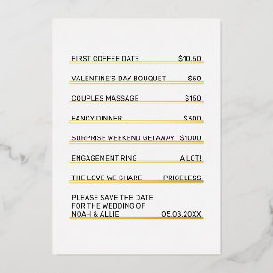 Café Menu Fun Unique Save the Date Folie Uitnodiging