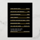 Café Menu Fun Unique Save the Date Gold Folie Uitnodiging (Voorkant)