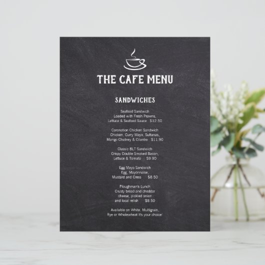 Cafe Menu QR code bestellen zwart papier inserts (Staand voorkant)