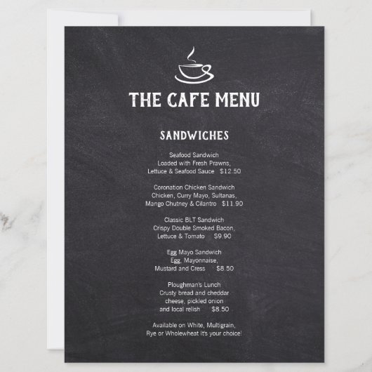 Cafe Menu QR code bestellen zwart papier inserts (Voorkant)