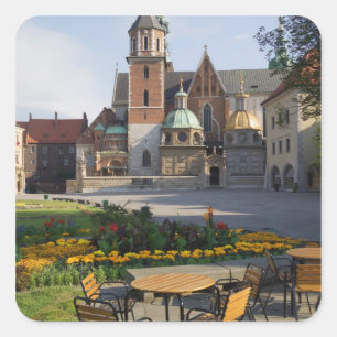 Cafe met uitzicht op Wawelkathedraal, Wawel Hill, Vierkante Sticker