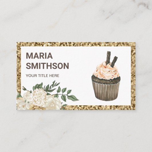 Cafe Mocha Chocolate Cupcake Pastry Chef Bakery Visitekaartje (Voorkant)