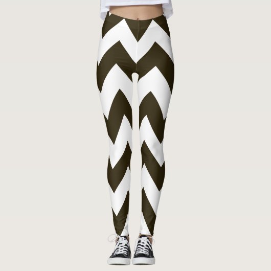 Café Mocha Neutral Chevrons Leggings (Voorkant)