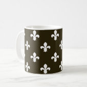 Café Mocha Neutral Fleur de Lys Koffiemok (Voorkant links)