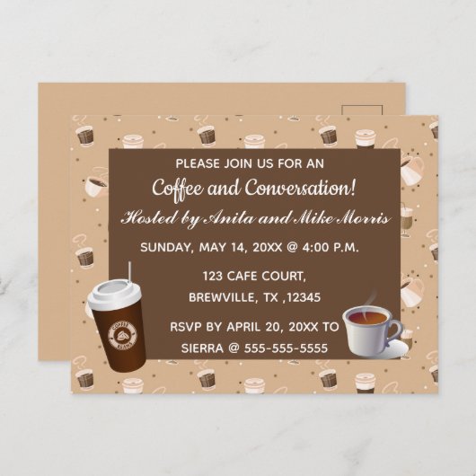 Café modifiable et invitation à la conversation (Devant / Derrière)