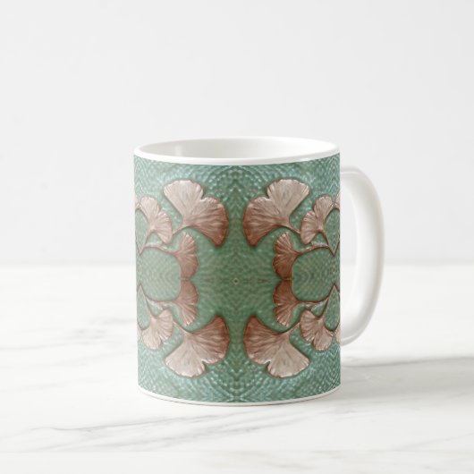 Café Mug avec feuille Gingko Design (Devant droit)