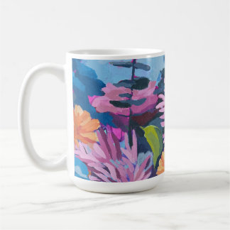 Café Mug avec peinture florale vibrante