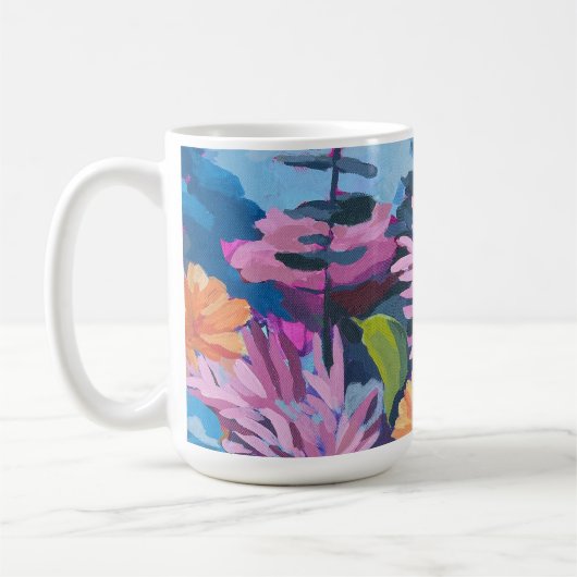 Café Mug avec peinture florale vibrante (Gauche)