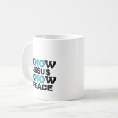 Café Mug : Connais Jésus la paix (Devant gauche)