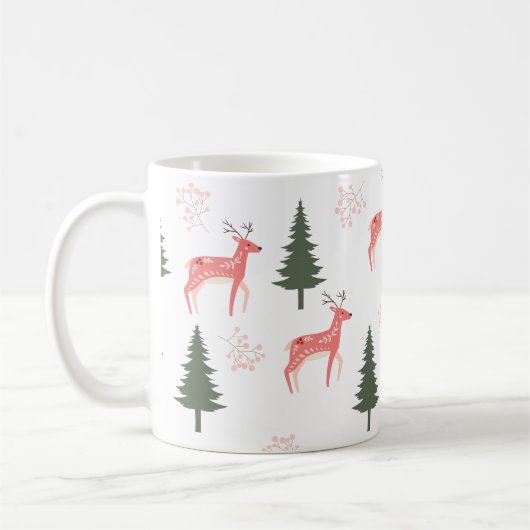 Café Mug de Noël de rennes roses (Gauche)