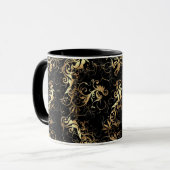 CAFÉ MUG GOLDEN FEAF BAROQUE DESIGN (Devant gauche)