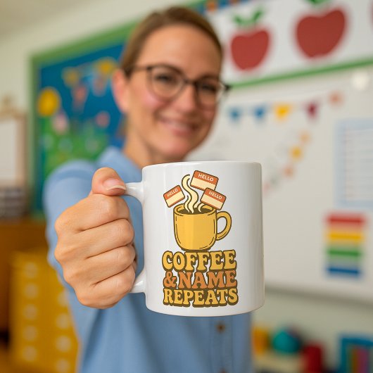 Café & Nom Répète Mug; Teacher Mug Classe