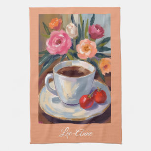 Café Ochtend Waterverf kopje – Koffieliefhebber  Theedoek