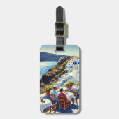 Café op Santorini Bagagelabel (Voorkant verticaal)