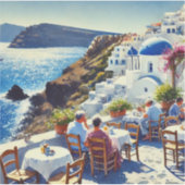 Café op Santorini Sticker (Voorkant)