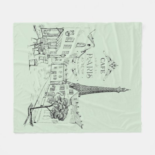 Cafe Paris Fleece Blanket (Voorkant (Horizontaal))