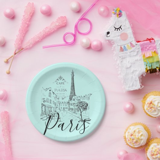 Cafe Paris Paper Borden Papieren Bordje (Feest)